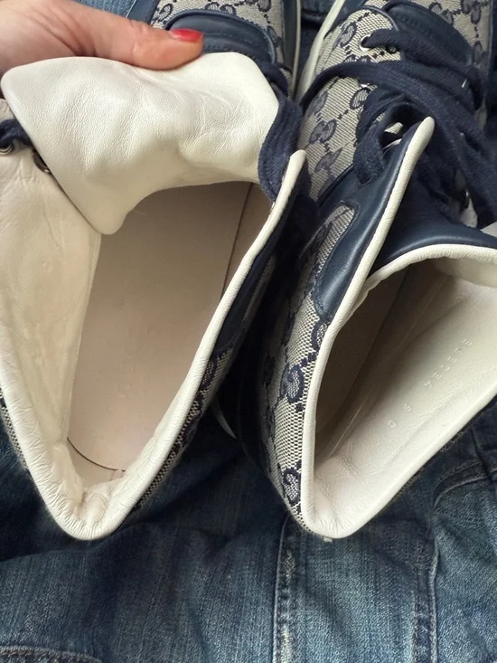 Gucci Navy and Cream GG Canvas High-Top Sneakers size 11 US MEN - Picture 5 of 6